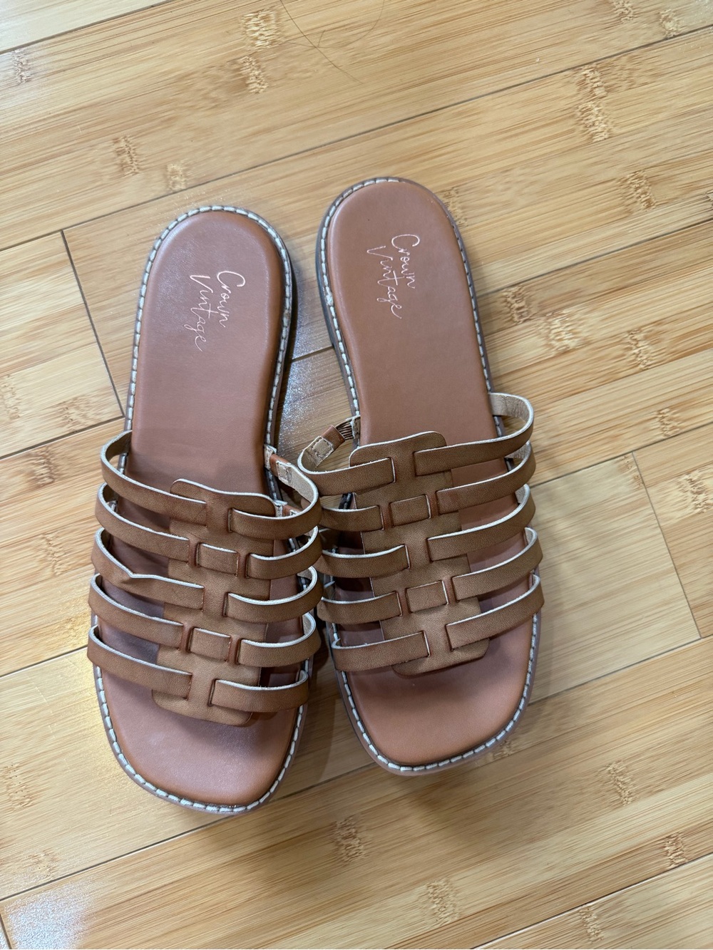 Crown Vintage Brown Multi-Strap Slide Sandals